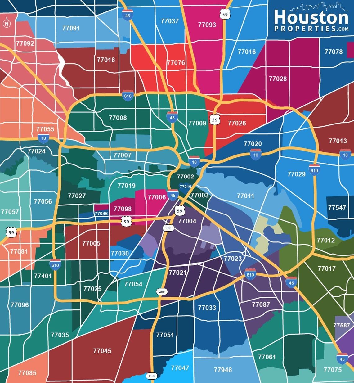 kart Houston zip kodları