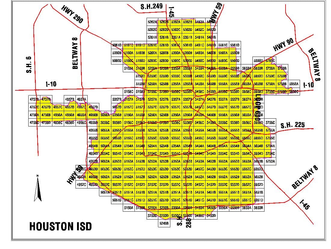 Houston sahəsi məktəb rayon xəritədə