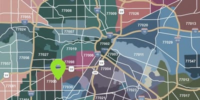 Houston xəritə ilə zip kodları